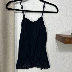 Abercrombie & Fitch Tank Top String Strap w Eyelet Detail in Navy - Size: XS